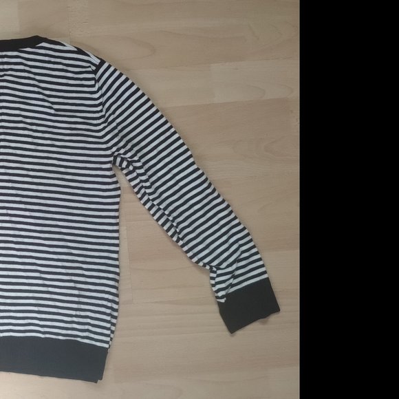 Jones New York Black/White Stripe Long Sleeve Button Up Soft Cardigan Large - Picture 4 of 7